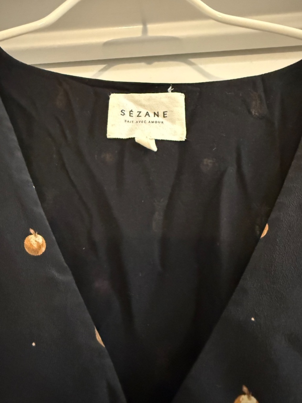 Black Sezane Dress with fruit motif - 100% silk - Picture 4 of 6